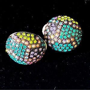 Vintage QVC Classics Classics Collection Pair of Pavé Magic Button Clip Earrings